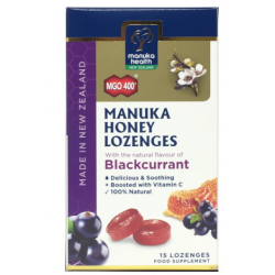 Manuka Health Lozenges蜜纽康MGO 400 麦卢卡蜂蜜润喉糖黑加仑味 15粒  Manuka Health Lozenges蜜纽康MGO 400 麦卢卡蜂蜜润喉糖黑加仑味 15粒