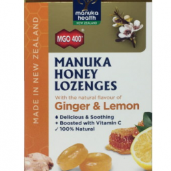 Manuka Health GingerLemon Lozenges 蜜纽康MGO400 麦卢卡蜂蜜润喉糖生姜柠檬味 15粒 