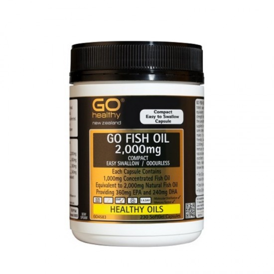 GO Healthy GO Fish Oil 2000mg Compact 高之源 高含量 鱼油 易吞咽胶囊设计 230粒 