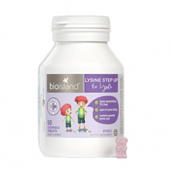 Bioisland Lysine Step Up 生物岛 赖氨酸黄金助长素  6-24岁适用(二段) 60片 黑加仑味   Bioisland Lysine Step Up 生物岛 赖氨酸黄金助长素  6-24岁适用(二段) 60片 黑加仑味